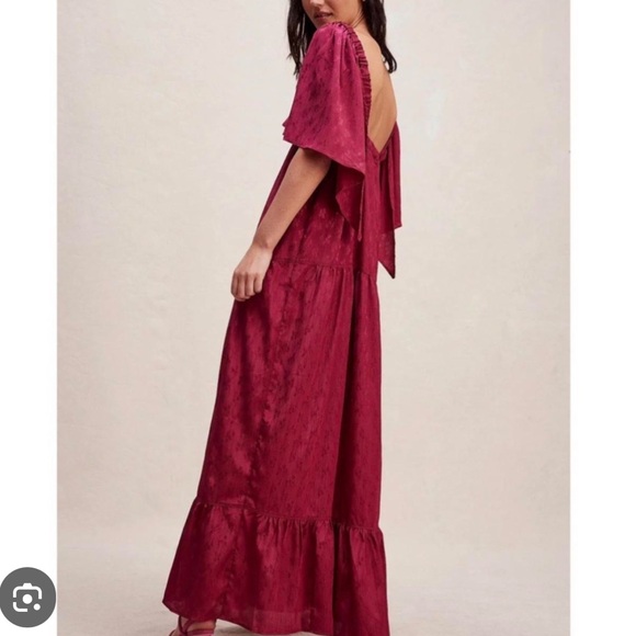 NWT FREE PEOPLE cha cha silky maroon maxi dress size medium - Picture 4 of 15